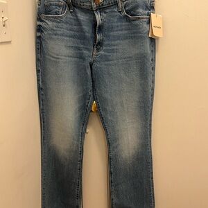 MOTHER Blue Flare & Wide Leg Jeans with Faded Detail
